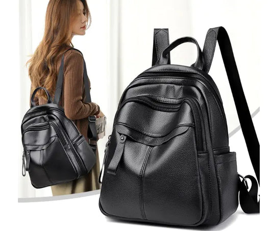 Student PU Backpack, Travel Bag, Versatile College Style